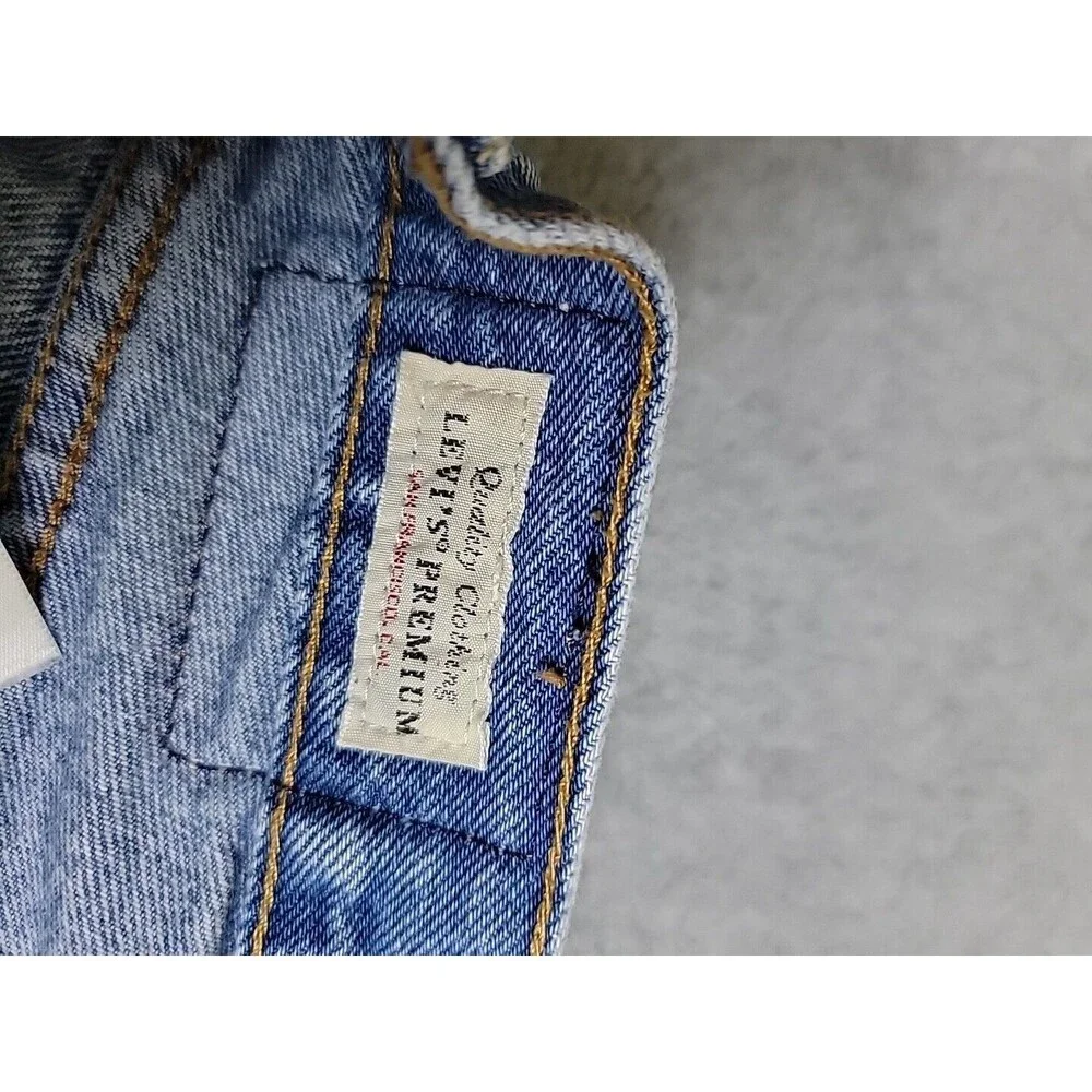 Levis 501 Jeans Womens 18P Short 40x24‎ Blue Button Fly Cotton Frayed Distressed